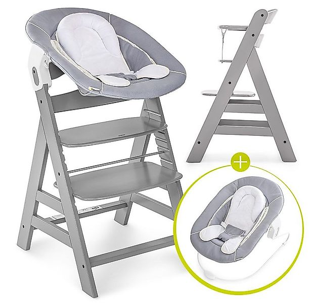 Hauck Hochstuhl Alpha Plus Grey - Newborn Set (Set, 4 St), Holz Babystuhl a günstig online kaufen