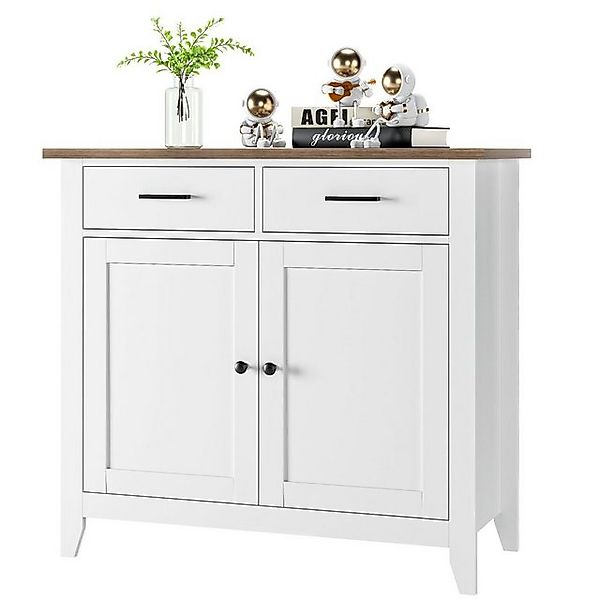 HOMECHO Buffet Sideboard Weiß Küchenschrank mit 2 Schubladen 2 Türen günstig online kaufen