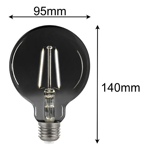 Spectrum LED-Leuchtmittel LED E27 G95 Rauchglas 4,5W = 29W 230V 310lm Globe günstig online kaufen