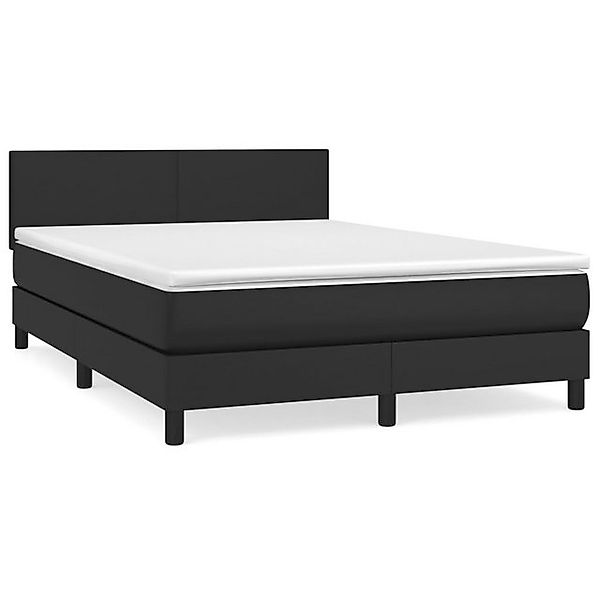 vidaXL Boxspringbett, Boxbett mit Matratze Schwarz 140x200 cm Kunstleder günstig online kaufen