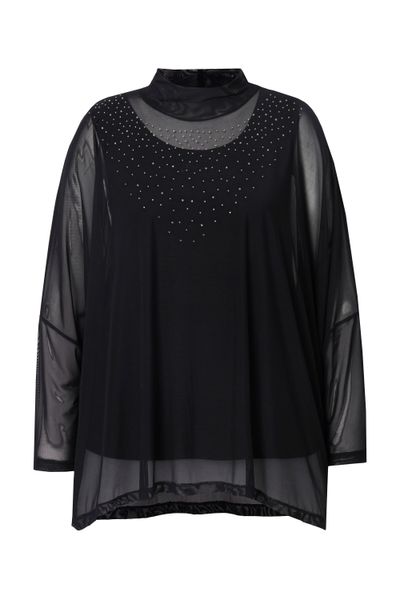MIAMODA Druckbluse Bluse oversized Mesh Glitzersteinchen günstig online kaufen