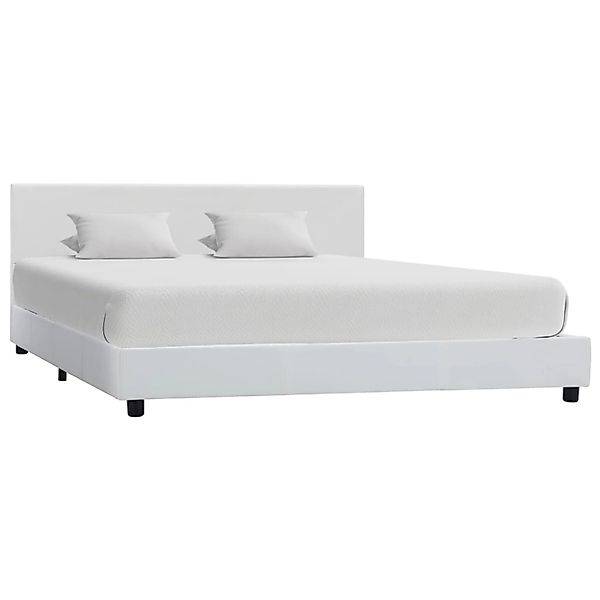 vidaXL Bettgestell Weiß Kunstleder 160x200 cm 284766 günstig online kaufen