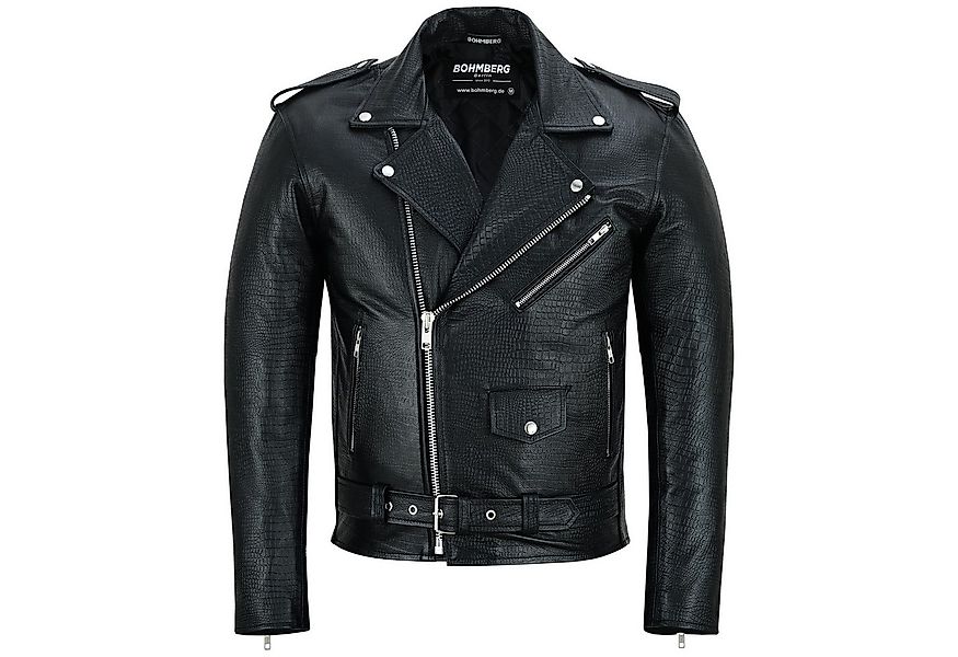 BOHMBERG Lederjacke Herren "TOKYO" Rindleder-Klassiker im modernen Croc-Loo günstig online kaufen
