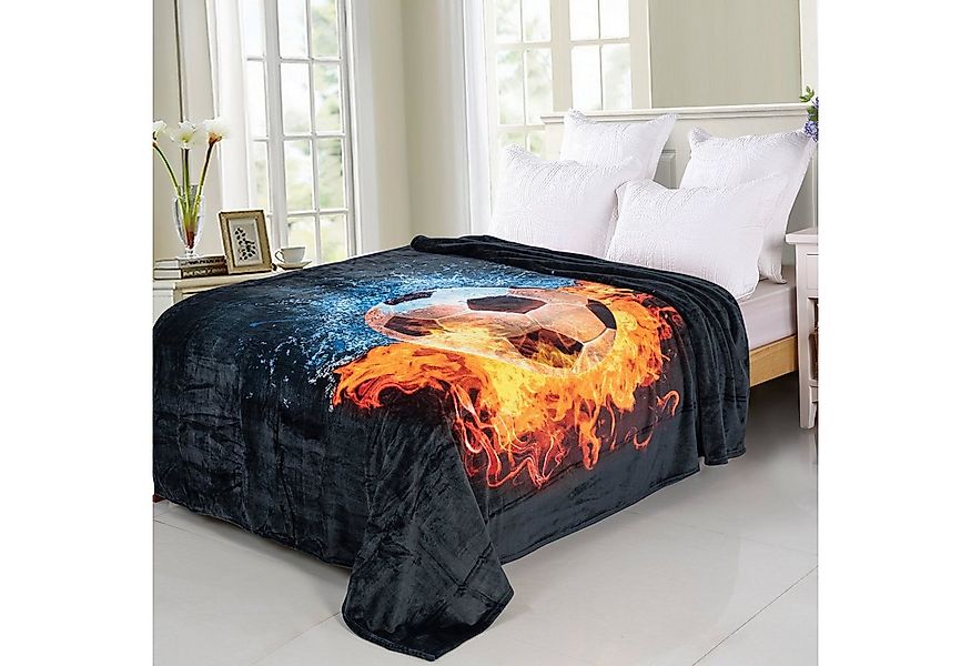 Wolldecke / Kuscheldecke / Fußball / 150x200cm, Brilliant, Fußball-Motiv günstig online kaufen
