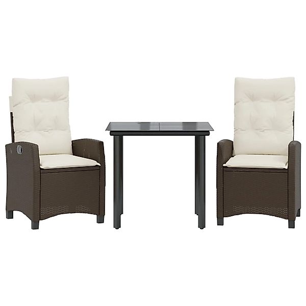 vidaXL 3-Tlg Garten-Essgruppe mit Kissen Braun Poly Rattan 3212772 günstig online kaufen