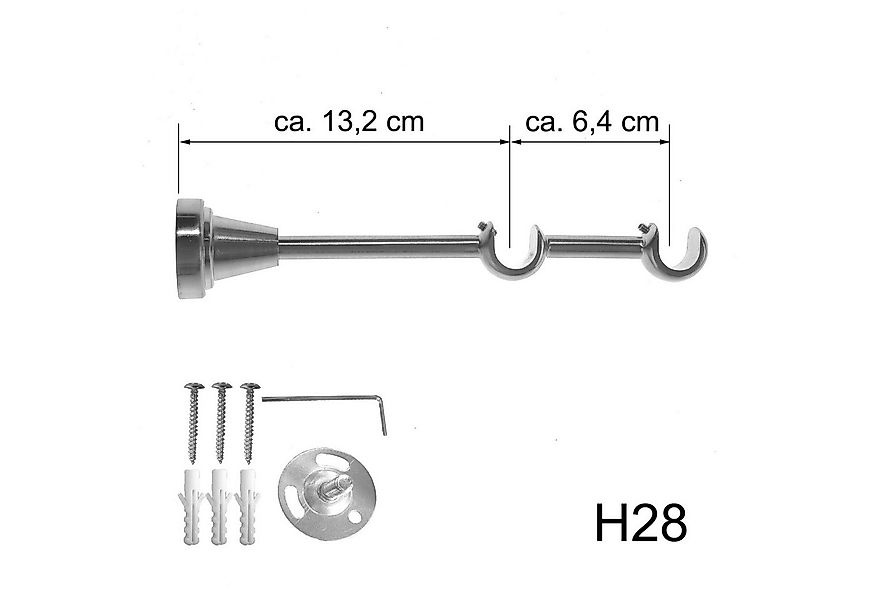 BASIT Gardinenstange Edelstahloptik 19mm mit Wandträgern 120 cm E64, Ø 19 m günstig online kaufen