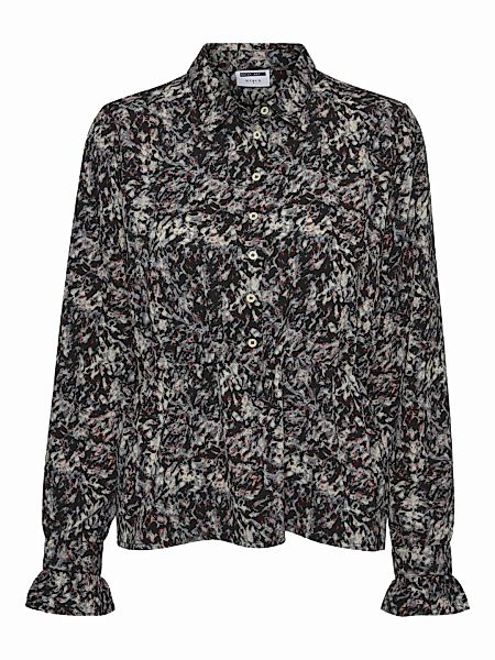 NOISY MAY Print Langarmhemd Damen Schwarz günstig online kaufen