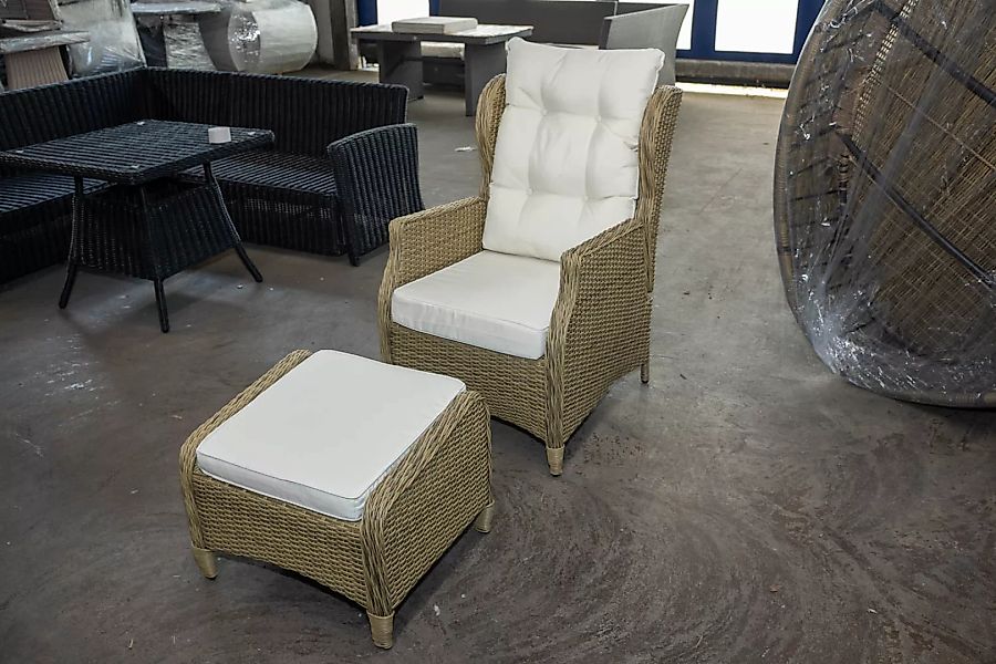 #HBM 2813 Sessel Breno + Hocker-natura-cremeweiß günstig online kaufen
