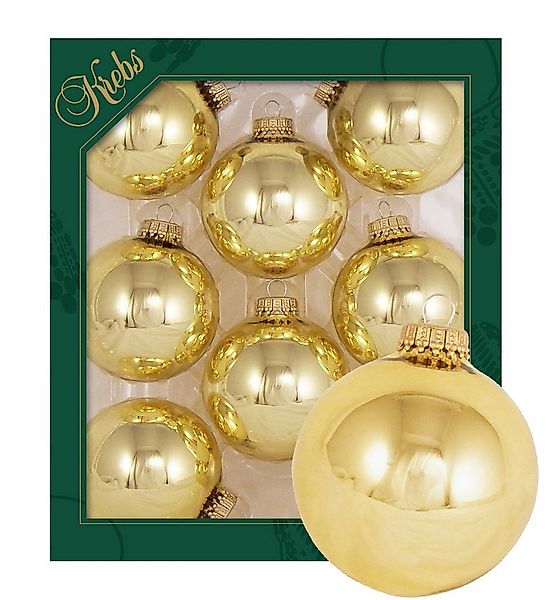 Krebs Glas Lauscha Christbaumschmuck Glaskugel Set - Aztekengold - 8 Stück günstig online kaufen