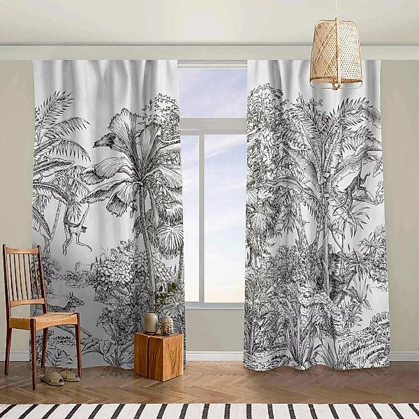 Vorhang Detaillierte Dschungelzeichnung günstig online kaufen