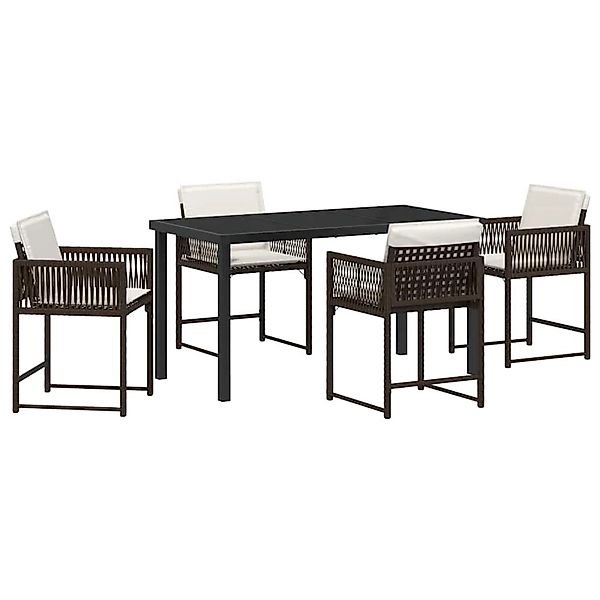 vidaXL Garten Essgruppe 5-Tlg Braun Poly Rattan 3380754 günstig online kaufen