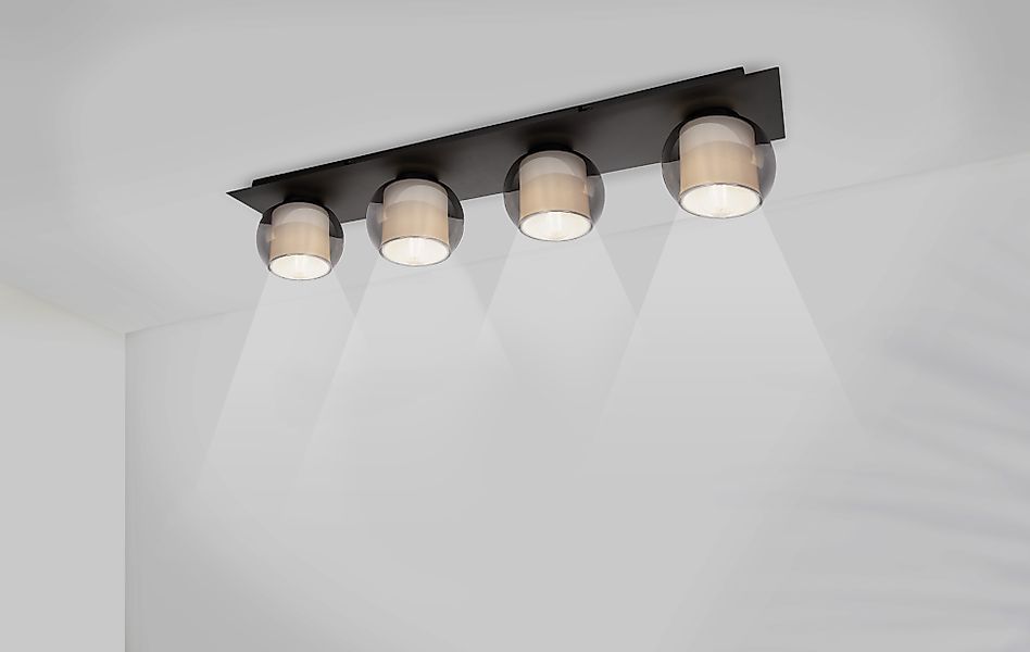 OTTO home Deckenleuchte »Tanissa« E27 1 Stk. eckig, 4 kugelförmige Rauchgla günstig online kaufen