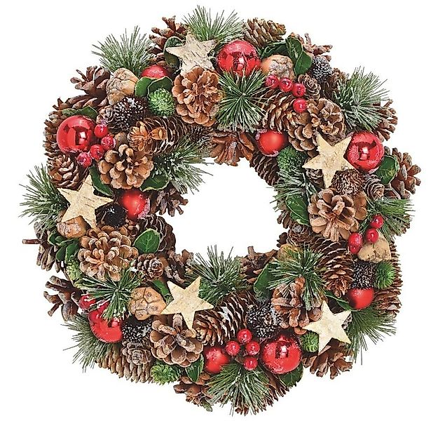 matches21 HOME & HOBBY Adventskranz Tür Hänge Kranz Zapfen grün rot 34 cm günstig online kaufen