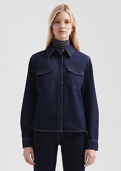 QS Langarmbluse Taillierte Denimbluse günstig online kaufen
