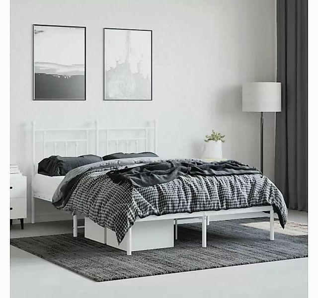 furnicato Bettgestell mit Kopfteil Metall Weiß 140x190 cm (1-tlg) günstig online kaufen