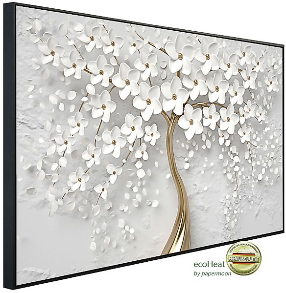 Papermoon Infrarotheizung INFRAROT-BILD-HEIZUNG, Blumen weiß gold, günstig online kaufen