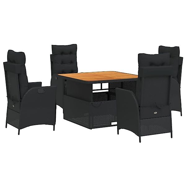 vidaXL 5-Tlg Garten-Essgruppe mit Kissen Schwarz Poly Rattan 3277450 günstig online kaufen