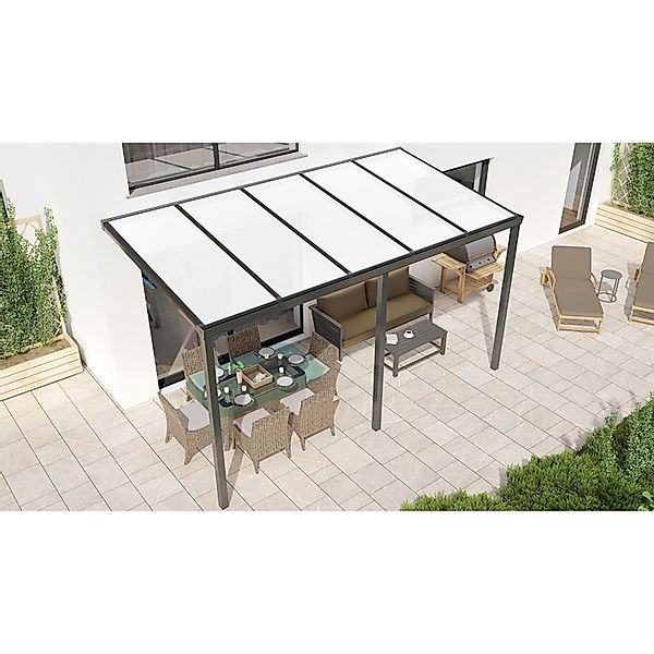 Terrassenüberdachung Basic 500 cm x 300 cm Anthrazit Glanz PC Opal günstig online kaufen