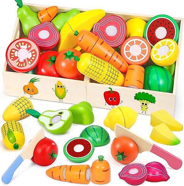 POPOLIC Spiellebensmittel Kinderküche ZubehöR Holz - Spielküche ZubehöR Hol günstig online kaufen