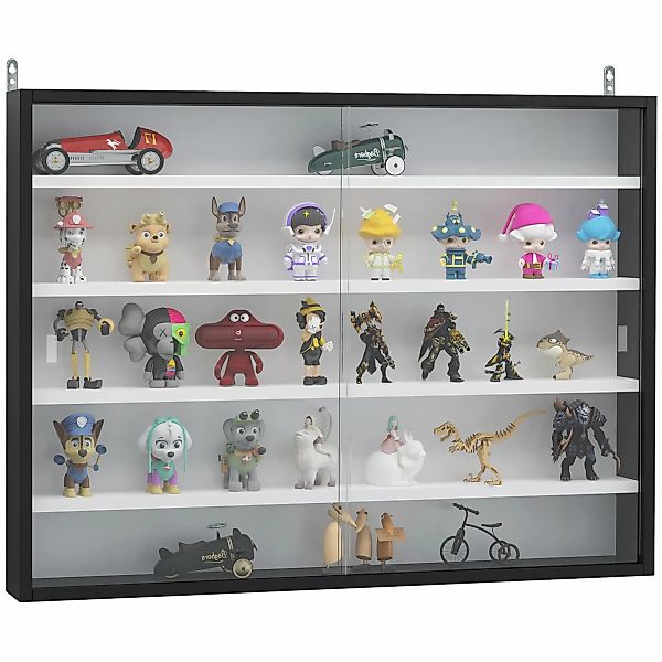 HOMCOM Vitrine für Sammlerstücke Wandvitrine 80 x 9,5 x 60 cm mit 4 verstel günstig online kaufen