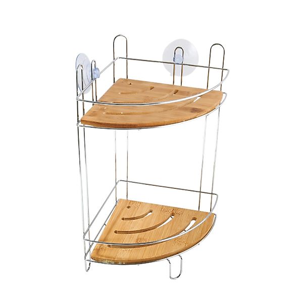 MSV Eck-Duschregal Joy 2 Ebenen 19,5 cm x 19,5 cm x 36,5 cm Braun-Silber günstig online kaufen