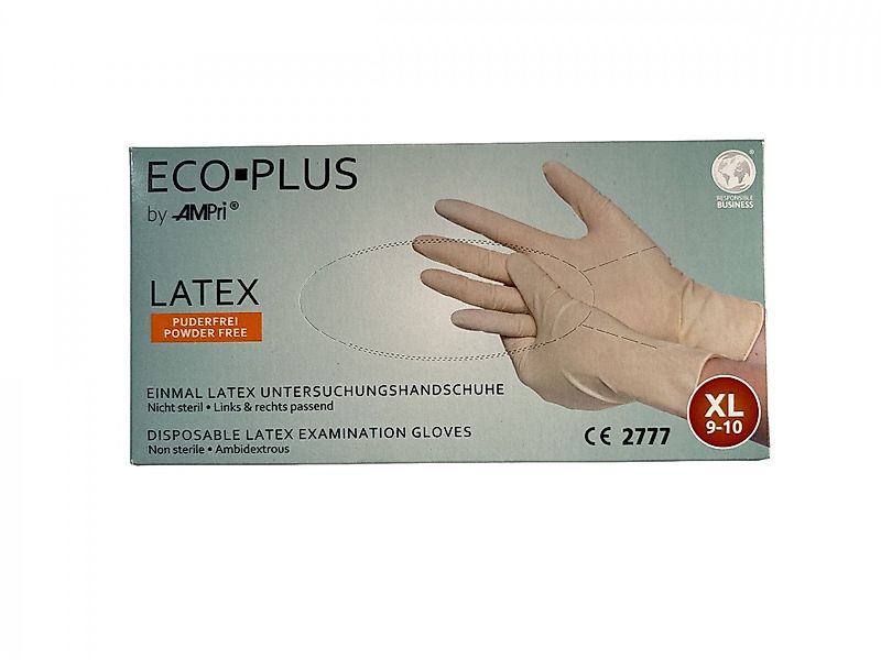 AMPri Latexhandschuhe Eco-Plus Latexhandschuh, weiß, puderfrei günstig online kaufen