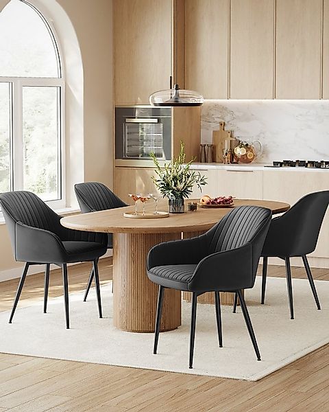 SONGMICS Esszimmerstuhl (6 St), Polsterstuhl mit Metallbeine, Samt, für Sch günstig online kaufen