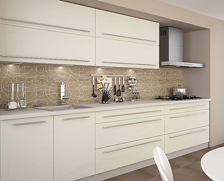 Feldmann-Wohnen Küchenzeile Kvantum, (Kvantum), 250cm grau matt / vanille m günstig online kaufen