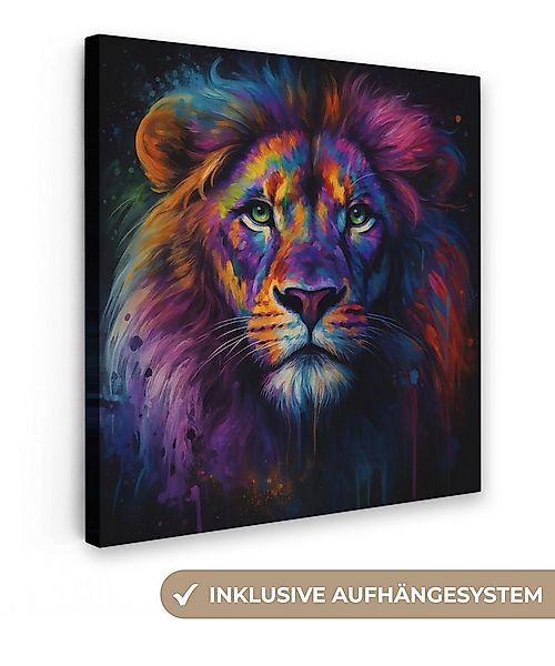 OneMillionCanvasses® Leinwandbild Löwenkopf - Leuchtend bunt - Abstrakt, Fo günstig online kaufen
