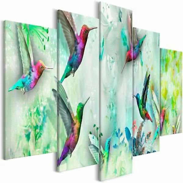 artgeist Wandbild Colourful Hummingbirds (5 Parts) Wide Green grün Gr. 200 günstig online kaufen
