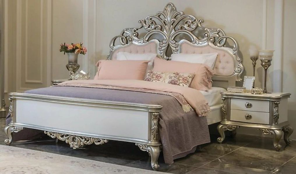 JVmoebel Bett, Bett Möbel Silber Rosa Schlafzimmer Möbel Design Betten Luxu günstig online kaufen