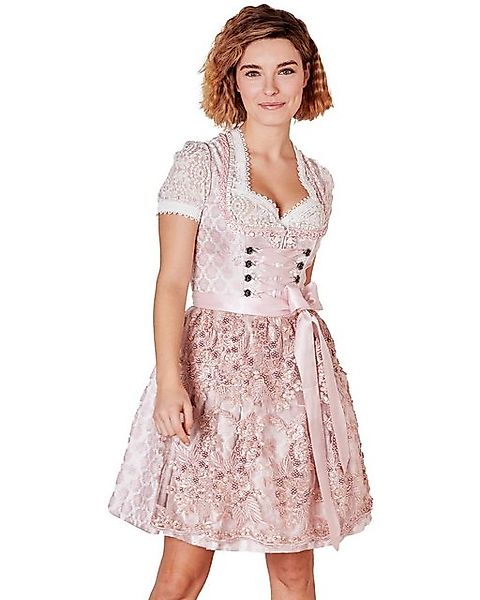 Krüger Madl Dirndl Dirndl 'Lia' mit Spitzenschürze 415767, Rose 50cm günstig online kaufen