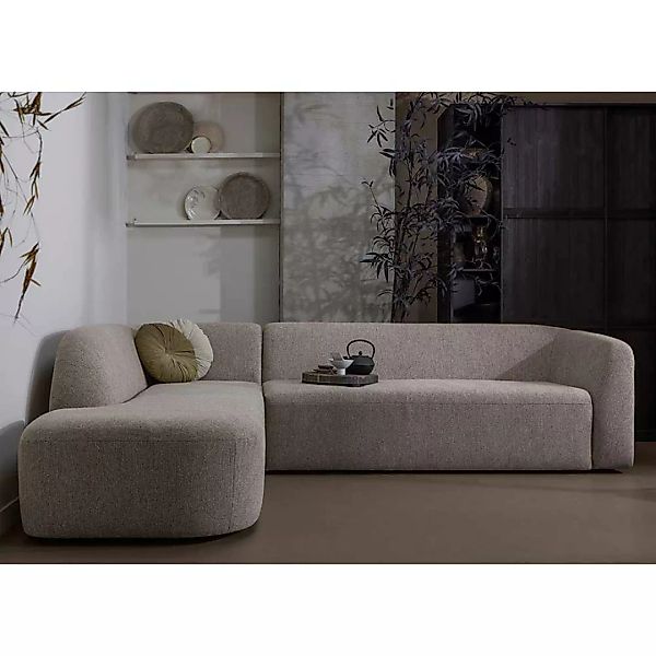 Sofa Eckgarnitur Beige aus Chenillegewebe 274 cm breit günstig online kaufen
