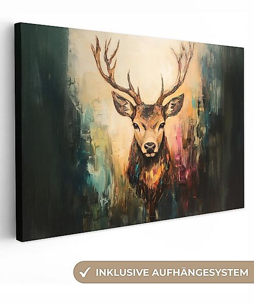 OneMillionCanvasses® Leinwandbild Hirsch - Gemalt - Geweih - Braun, Fotodru günstig online kaufen