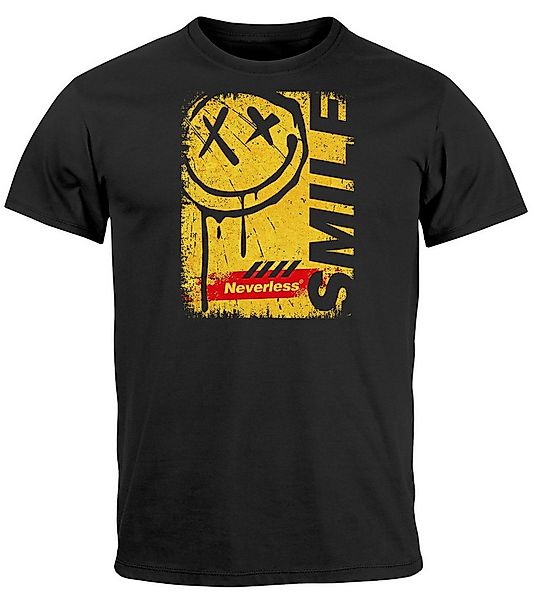 Neverless Print-Shirt Herren T-Shirt Printshirt Smile Graffiti Design Dripp günstig online kaufen