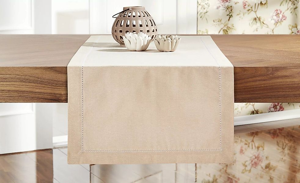 HOME STORY Tischläufer  Blanket Stick - beige - 100% Baumwolle - 40 cm - Sc günstig online kaufen