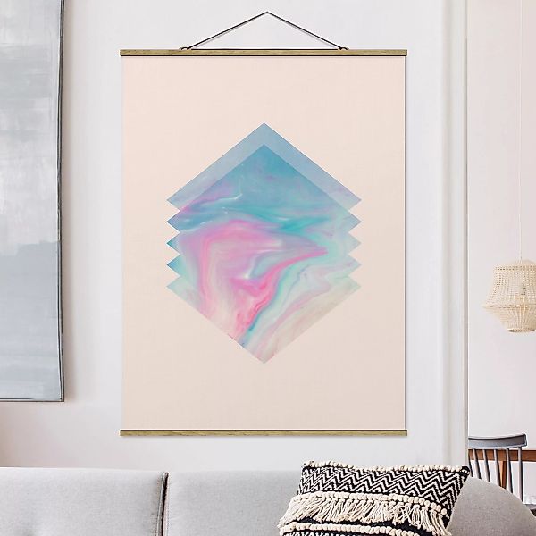 Stoffbild mit Posterleisten Pinkes Wasser Marmor günstig online kaufen