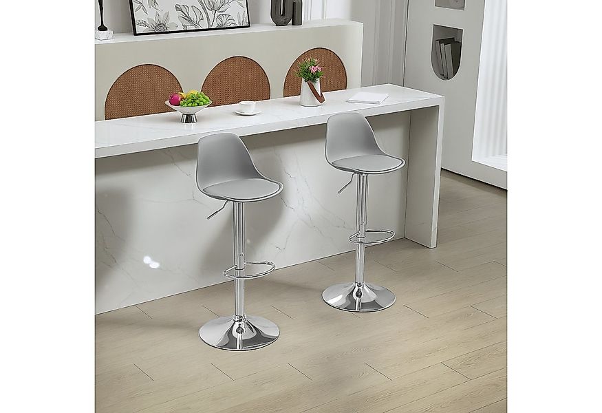 HOMCOM Barhocker Gepolstert Barstuhl mit Stahlgestell, Lehne (360° Drehbar günstig online kaufen