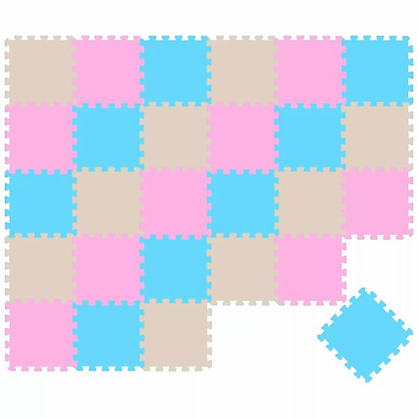 LittleTom Baby & Kinder Puzzlematte 30 x 30 cm 27 Teile Pink Beige Hellblau günstig online kaufen