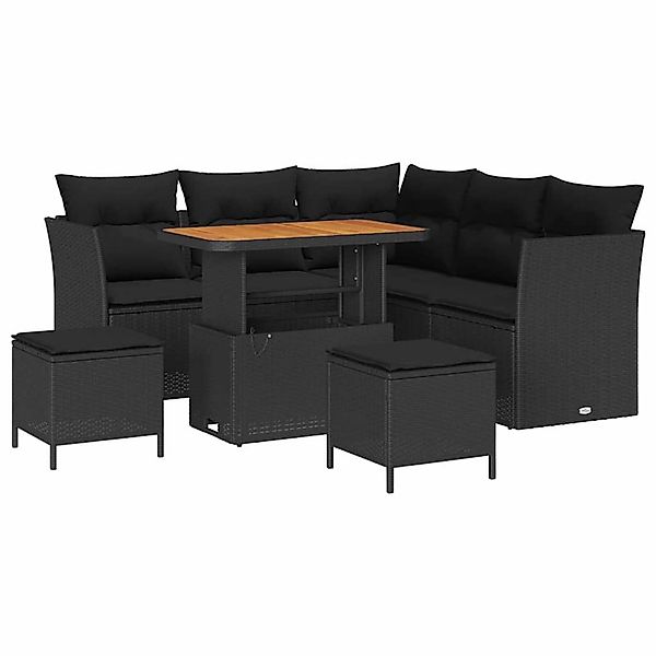 vidaXL 8-Teiliges Garten-Sofaset mit Kissen in Schwarz aus Poly Rattan und günstig online kaufen