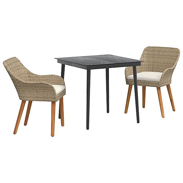 vidaXL 3-Teilige Garten-Essgruppe Beige Poly Rattan 3261691 günstig online kaufen