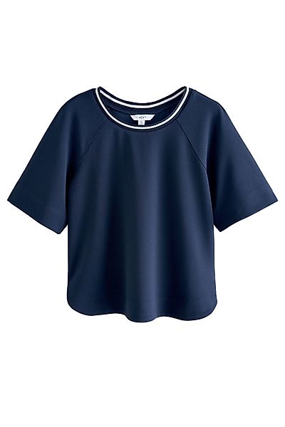 Next T-Shirt Kastiges Krepp-T-Shirt mit Kontrastbesatz günstig online kaufen