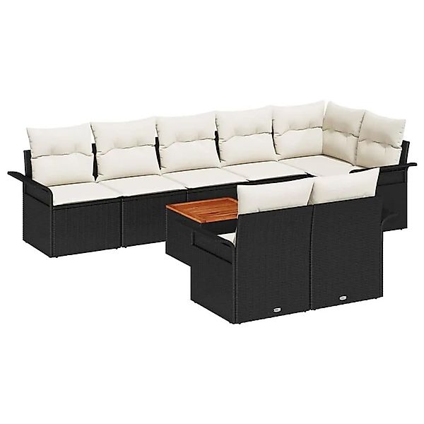 vidaXL Gartensofa-Set mit Speicher 9 Stk Schwarz und Creme Poly-Rattan 3356 günstig online kaufen