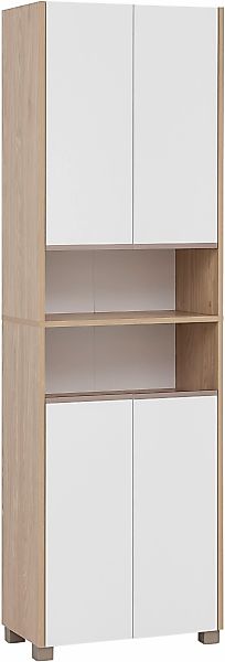 welltime Hochschrank "Juba Breite 57,0 cm", Eiche Hell Dekor mit fühlbarer günstig online kaufen