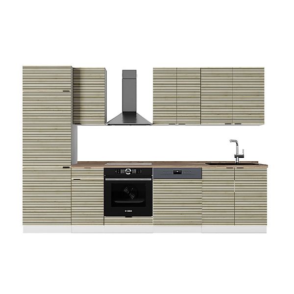 Vicco Fame-Line Küchenzeile Eiche Paneel/Weiß 300 cm AP Eiche günstig online kaufen