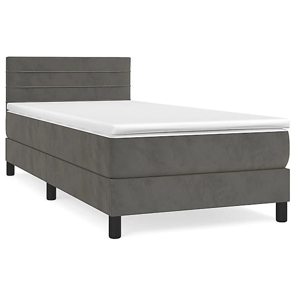 vidaXL Boxspringbett Boxspringbett mit Matratze Dunkelgrau 90x200 cm Samt B günstig online kaufen