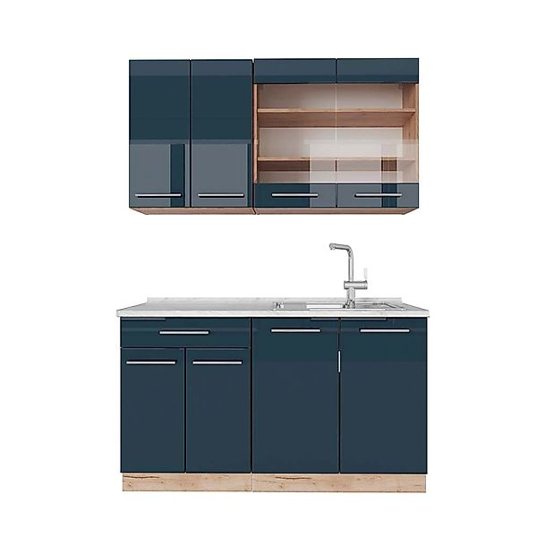 Vicco Küchenzeile R-Line, Blau-Grau/Anthrazit, 160 cm, günstig online kaufen