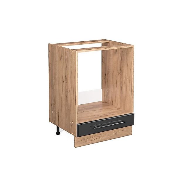 Vicco Herdumbauschrank Fame-Line Anthrazit Hochglanz/Goldkraft Eiche 60 cm günstig online kaufen