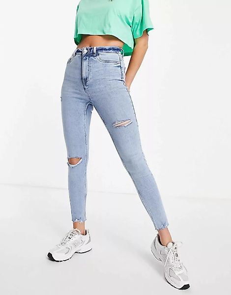 New Look – Disco – Zerrissene Jeans in Hellblau günstig online kaufen