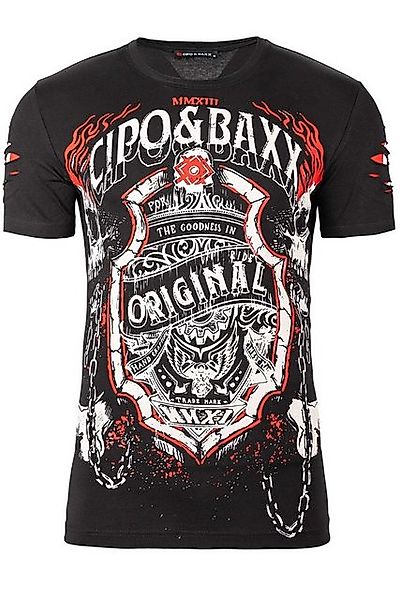 Cipo & Baxx Print-Shirt Extravagantes Kurzarm T-Shirt BA-CT772 Schwarz S im günstig online kaufen